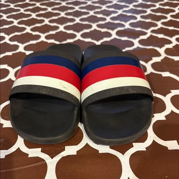Gucci Men's Black Slides with Tricolor Stripes - Picture 2 of 3